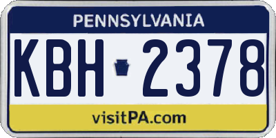 PA license plate KBH2378
