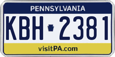 PA license plate KBH2381