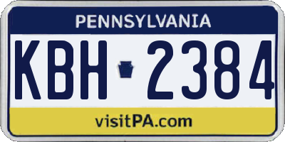 PA license plate KBH2384