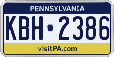 PA license plate KBH2386