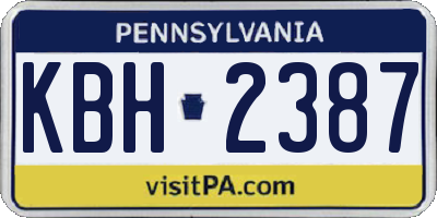 PA license plate KBH2387