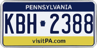 PA license plate KBH2388