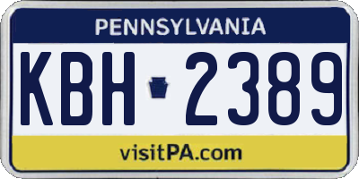 PA license plate KBH2389