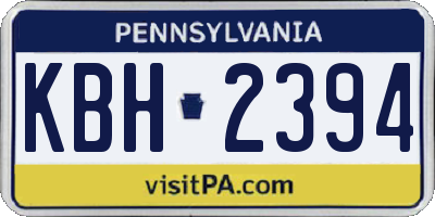 PA license plate KBH2394