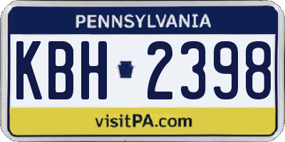 PA license plate KBH2398