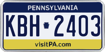 PA license plate KBH2403