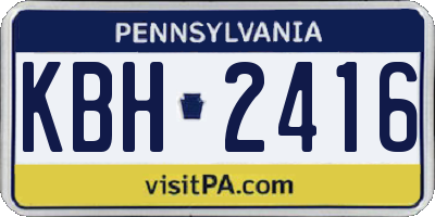 PA license plate KBH2416