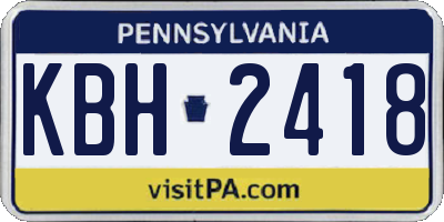 PA license plate KBH2418