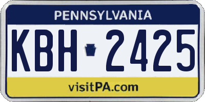 PA license plate KBH2425