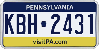 PA license plate KBH2431