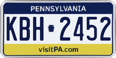 PA license plate KBH2452