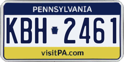 PA license plate KBH2461