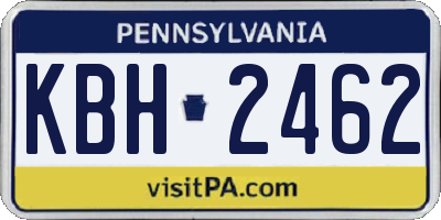 PA license plate KBH2462
