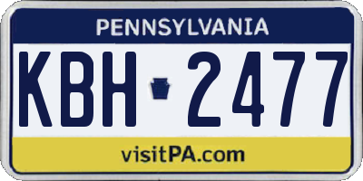 PA license plate KBH2477