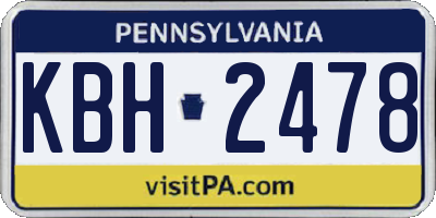 PA license plate KBH2478