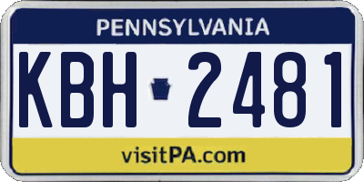 PA license plate KBH2481
