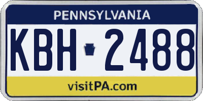 PA license plate KBH2488
