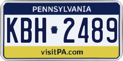 PA license plate KBH2489