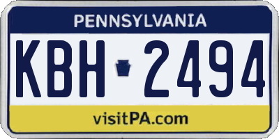 PA license plate KBH2494
