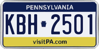 PA license plate KBH2501