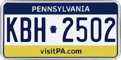 PA license plate KBH2502