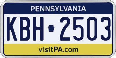 PA license plate KBH2503