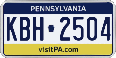 PA license plate KBH2504