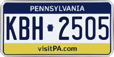 PA license plate KBH2505