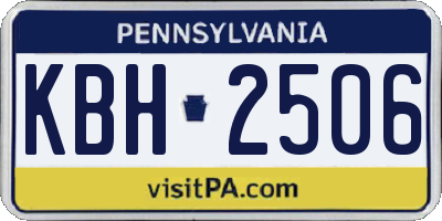 PA license plate KBH2506