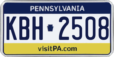 PA license plate KBH2508