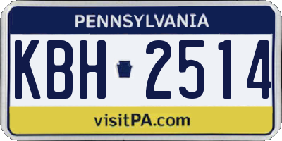PA license plate KBH2514