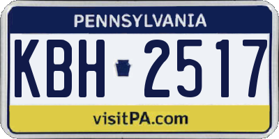 PA license plate KBH2517