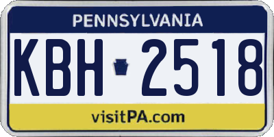 PA license plate KBH2518