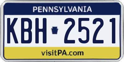 PA license plate KBH2521