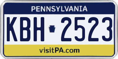 PA license plate KBH2523