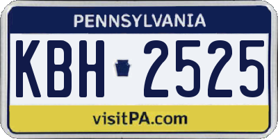 PA license plate KBH2525