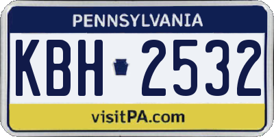 PA license plate KBH2532
