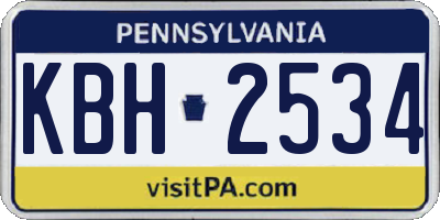 PA license plate KBH2534