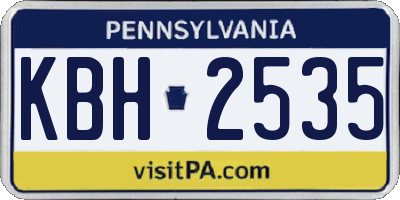 PA license plate KBH2535