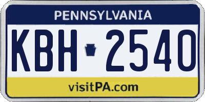 PA license plate KBH2540