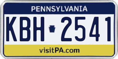 PA license plate KBH2541