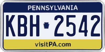 PA license plate KBH2542