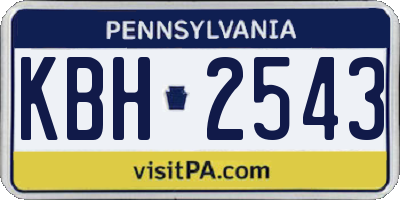 PA license plate KBH2543