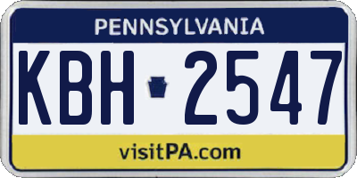 PA license plate KBH2547