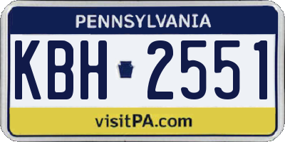 PA license plate KBH2551