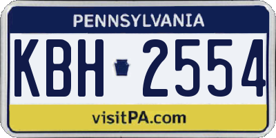 PA license plate KBH2554