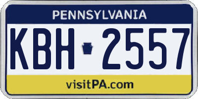 PA license plate KBH2557