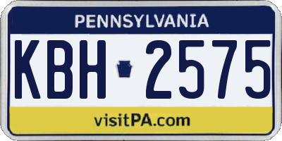 PA license plate KBH2575