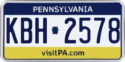 PA license plate KBH2578