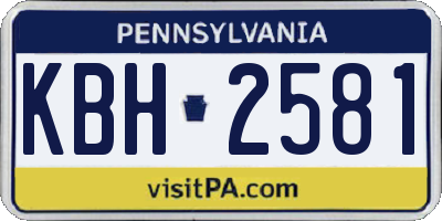 PA license plate KBH2581